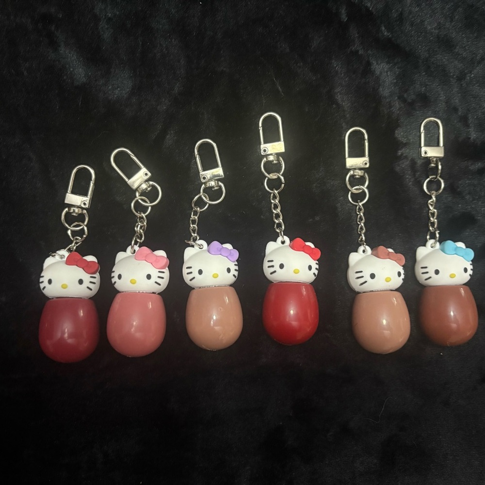 Hello Kitty Lipstick Keychain Set - Red, Pink, Purple
